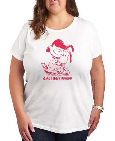 Hybrid Apparel Plus Size Peanuts Girls Best Friend Lucy Snoopy Graphic T-shirt In White