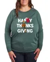 Hybrid Apparel Plus Size Peanuts Happy Thanksgiving Graphic Pullover Top In Green