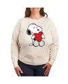 Hybrid Apparel Plus Size Peanuts Heart Graphic Pullover T-shirt In Beige,khaki