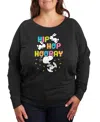 Hybrid Apparel Plus Size Peanuts Hip Hop Hooray Graphic Pullover T-shirt In Black