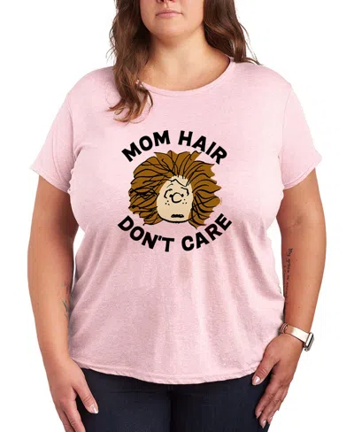 Hybrid Apparel Plus Size Peanuts Mom Hair Don't Care Short-sleeve Graphic T-shirt In Pink