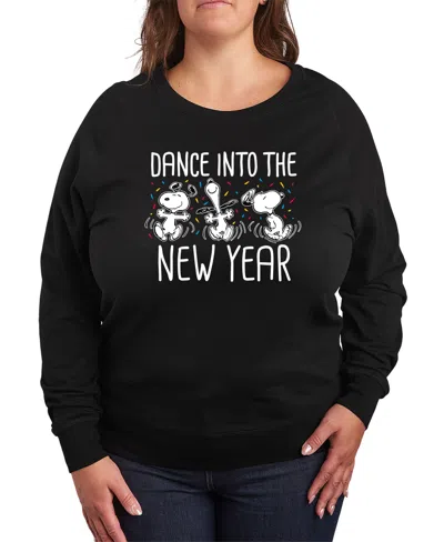 Hybrid Apparel Plus Size Peanuts New Year Graphic Pullover Top In Black
