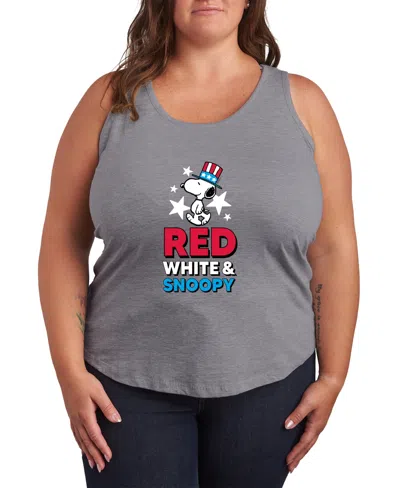 Hybrid Apparel Plus Size Peanuts Red White Snoopy Racerback Graphic Tank Top In Brown