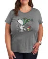 Hybrid Apparel Plus Size Peanuts Skating Graphic T-shirt In Grey