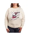 Hybrid Apparel Plus Size Peanuts Sledding Graphic Pullover T-shirt In Beige,khaki