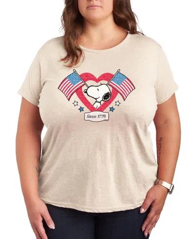 Hybrid Apparel Plus Size Peanuts Snoopy American Flag Heart Graphic T-shirt In Multi