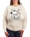 Hybrid Apparel Plus Size Peanuts Snoopy Dance Graphic Pullover T-shirt In Beige,khaki