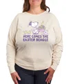 Hybrid Apparel Plus Size Peanuts Snoopy Easter Beagle Graphic Pullover T-shirt In Beige,khaki
