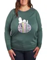Hybrid Apparel Plus Size Peanuts Snoopy Easter Egg Graphic Pullover T-shirt In Green