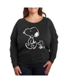 Hybrid Apparel Plus Size Peanuts Snoopy Graphic Pullover T-shirt In Grey