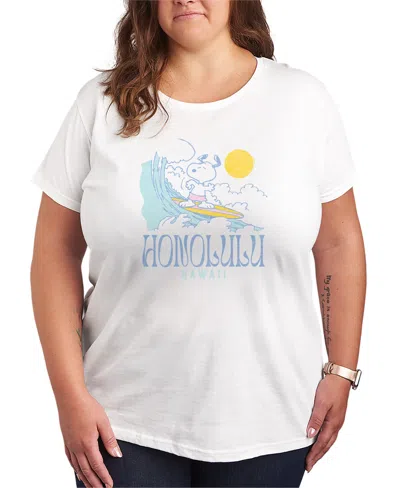 Hybrid Apparel Plus Size Peanuts Snoopy Honolulu Hawaii Short-sleeve Graphic T-shirt In Multi