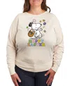 Hybrid Apparel Plus Size Peanuts Snoopy Hoppy Easter Graphic Pullover T-shirt In Beige,khaki
