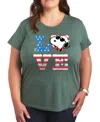 Hybrid Apparel Plus Size Peanuts Snoopy Love Americana Graphic Crew Neck T-shirt