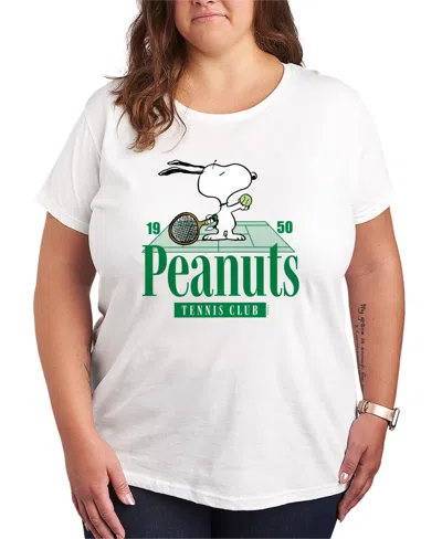 Hybrid Apparel Plus Size Peanuts Snoopy Tennis Club Graphic T-shirt In White