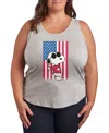 Hybrid Apparel Plus Size Peanuts Snoopy Usa Flag Graphic Crew Neck Tank T-shirt