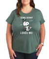 Hybrid Apparel Plus Size Peanuts Some Bunny Loves Me Easter Graphic T-shirt In Green