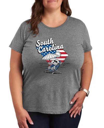Hybrid Apparel Plus Size Peanuts South Carolina Graphic Crewneck T-shirt In Burgundy