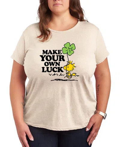 Hybrid Apparel Plus Size Peanuts St. Patrick's Day Graphic T-shirt In Gold