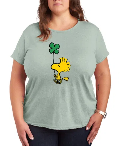 Hybrid Apparel Plus Size Peanuts St. Patrick's Day Short-sleeve Graphic T-shirt In Green