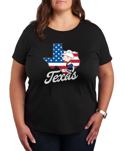 Hybrid Apparel Plus Size Peanuts Texas Charlie Brown Graphic Crewneck T-shirt In Orange