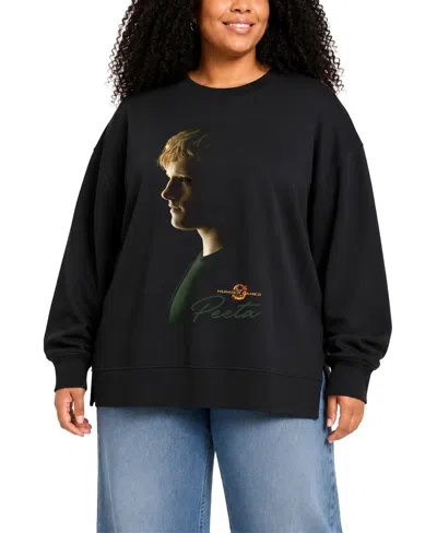 Hybrid Apparel Plus Size Peeta Portrait Fleece Sweatshirt In Black
