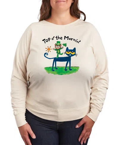 Hybrid Apparel Plus Size Pete The Cat St. Patrick's Day The Mornin' Leprechaun Graphic Crewneck T-shirt In Neutral