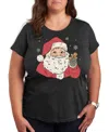 Hybrid Apparel Plus Size Santa Cookie Graphic Tee In Grey