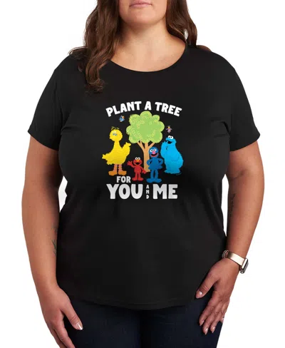 Hybrid Apparel Plus Size Sesame Street Plant Tree Short-sleeve Graphic T-shirt In Multi