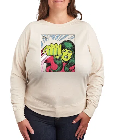 Hybrid Apparel Plus Size She Hulk Graphic Pullover T-shirt In Beige,khaki