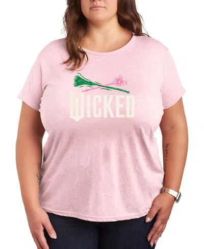 Hybrid Apparel Plus Size Short Sleeve Graphic T-shirt In Pink
