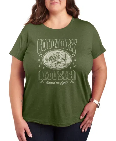 Hybrid Apparel Plus Size Short-sleeve Graphic Country Music Tee In Green
