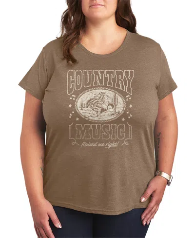 Hybrid Apparel Plus Size Short-sleeve Graphic Country Music Tee In Brown