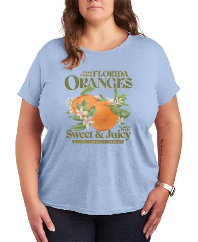 Hybrid Apparel Plus Size Short-sleeve Graphic Florida Oranges Tee In Blue