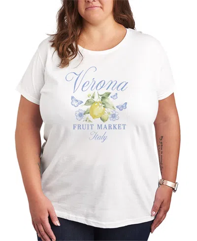 Hybrid Apparel Plus Size Short-sleeve Graphic Verona Italy Lemons Tee In White