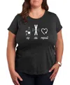 Hybrid Apparel Plus Size Sip Ski Repeat Word Art Graphic T-shirt In Gray