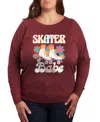 Hybrid Apparel Plus Size Skater Babe Graphic Crew Neck Top In Red