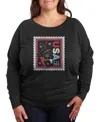 Hybrid Apparel Plus Size Skater Stamp Word Art Long Sleeve T-shirt In Gray