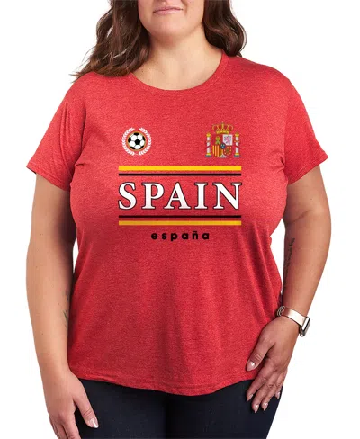 Hybrid Apparel Plus Size Spain Soccer Jersey Graphic T-shirt In Red