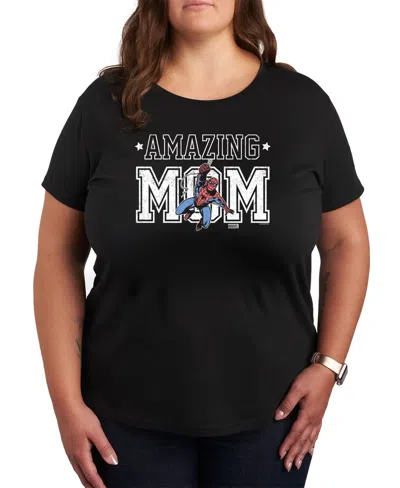 Hybrid Apparel Plus Size Spider-man Amazing Mom Graphic Crew Neck Tee In Black