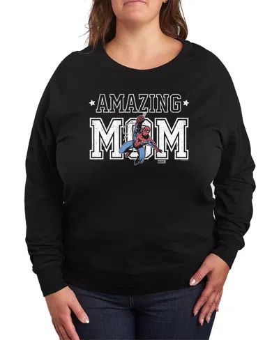 Hybrid Apparel Plus Size Spider-man Amazing Mom Graphic Pullover T-shirt In Black