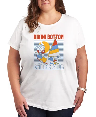 Hybrid Apparel Plus Size Spongebob Square Pants Bikini Bottom Sailing Club Short-sleeve Graphic T-shirt In White