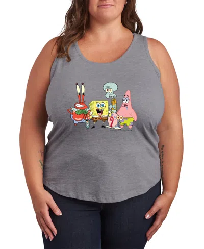 Hybrid Apparel Plus Size Spongebob Square Pants Tank Top In Gray
