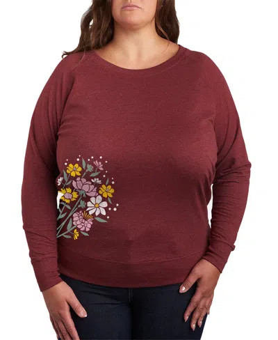 Hybrid Apparel Plus Size Spring Flowers Graphic Pullover T-shirt In Red