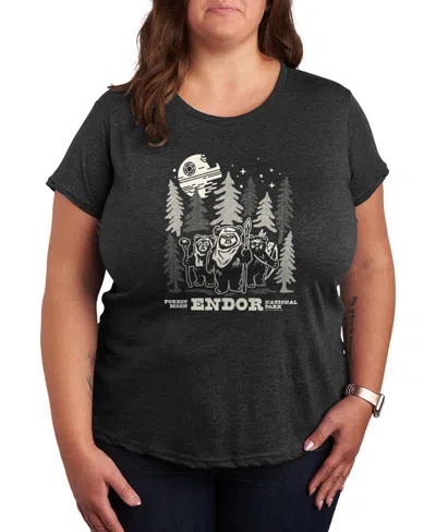 Hybrid Apparel Plus Size Star Wars Endor Wildlife Short-sleeve Graphic T-shirt In Gray