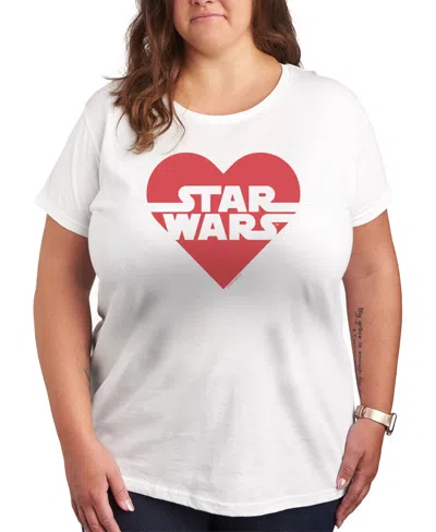 Hybrid Apparel Plus Size Star Wars Heart Graphic Crewneck T-shirt In White