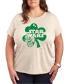 Hybrid Apparel Plus Size Star Wars Shamrock Graphic Crewneck T-shirt In Beige,khaki