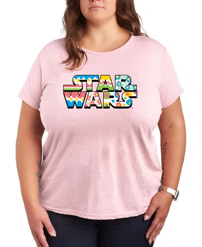 Hybrid Apparel Plus Size Star Wars Spring Logo Short-sleeve Graphic T-shirt In Pink