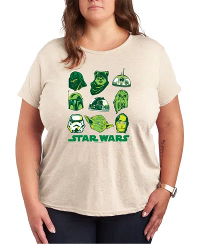 Hybrid Apparel Plus Size Star Wars St Patrick's Day Graphic Crewneck T-shirt In Beige,khaki
