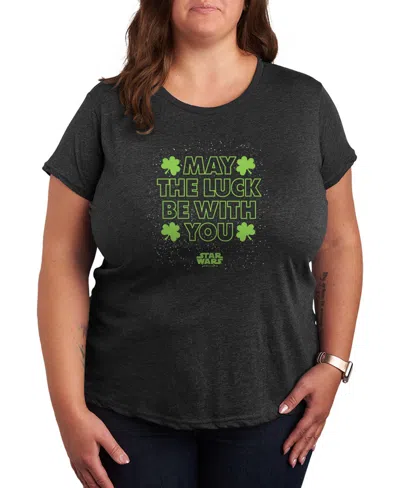 Hybrid Apparel Plus Size Star Wars St. Patrick's Day May The Luck Be With You Graphic T-shirt In Gray
