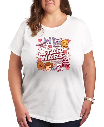 Hybrid Apparel Plus Size Star Wars Valentine's Day Graphic Crewneck T-shirt In White